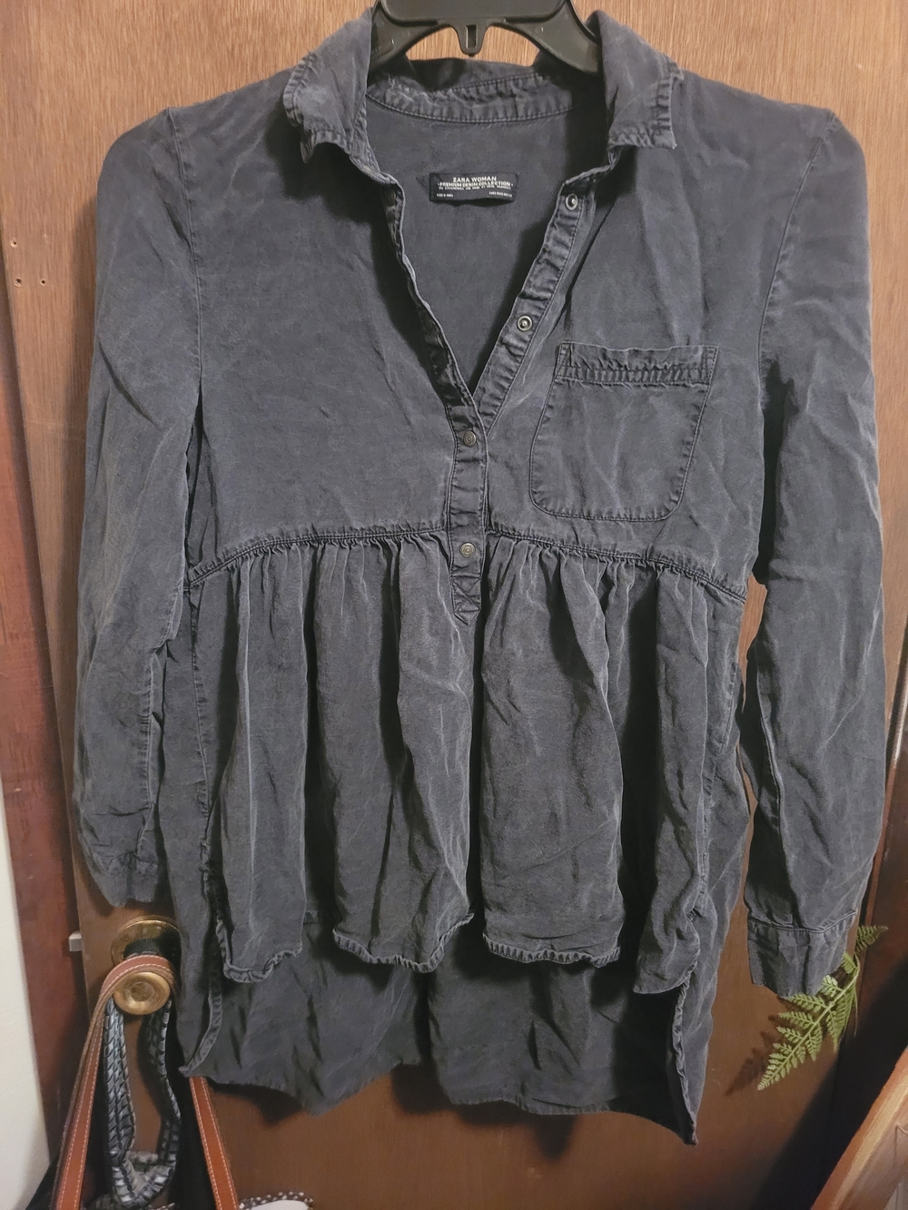 Zara Woman Black Denim Collection Shirt
